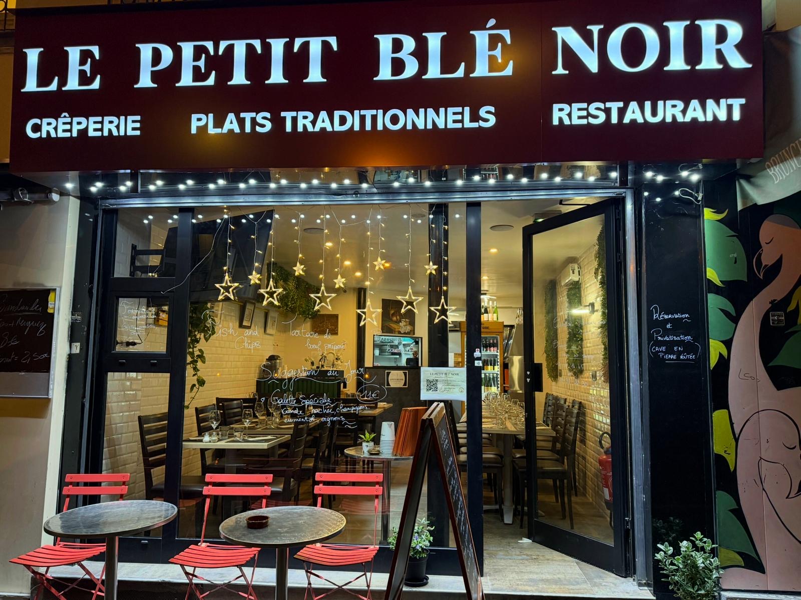 Devanture du restaurant Le Petit Blé Noir, rue Saint-Maur